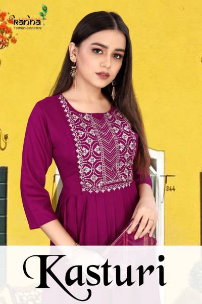 Kasturi By Kanha Embroidery Anarkali Style Kurti Collection